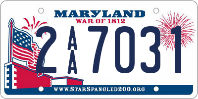 MD license plate 2AA7031