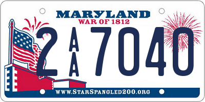 MD license plate 2AA7040