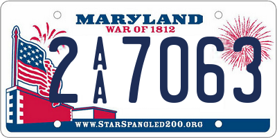 MD license plate 2AA7063