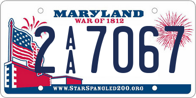 MD license plate 2AA7067