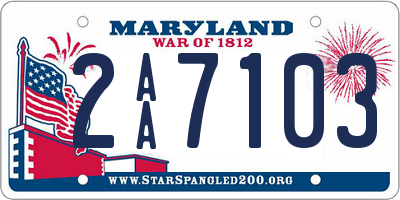 MD license plate 2AA7103