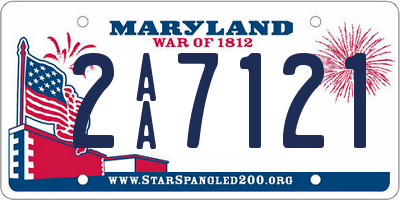 MD license plate 2AA7121