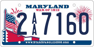 MD license plate 2AA7160