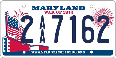 MD license plate 2AA7162