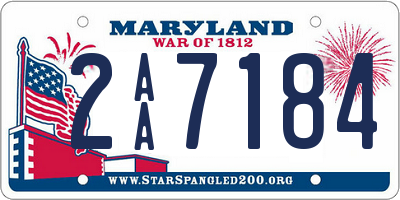 MD license plate 2AA7184