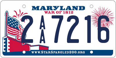 MD license plate 2AA7216