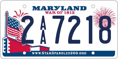 MD license plate 2AA7218