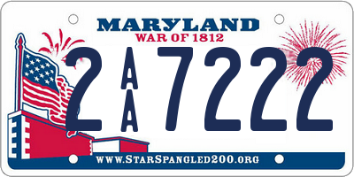 MD license plate 2AA7222