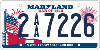 MD license plate 2AA7226