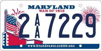 MD license plate 2AA7229