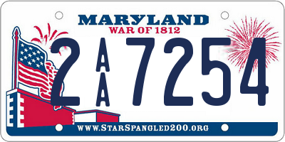 MD license plate 2AA7254