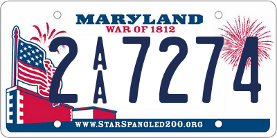 MD license plate 2AA7274