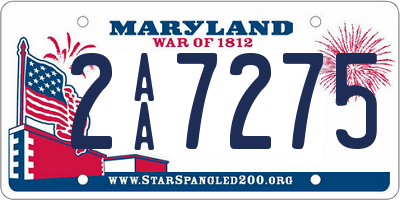 MD license plate 2AA7275