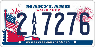 MD license plate 2AA7276