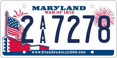 MD license plate 2AA7278