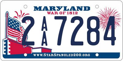 MD license plate 2AA7284