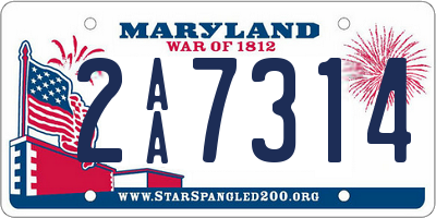 MD license plate 2AA7314