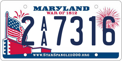 MD license plate 2AA7316