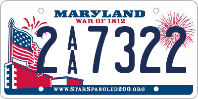 MD license plate 2AA7322