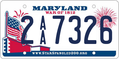 MD license plate 2AA7326