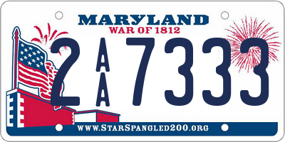 MD license plate 2AA7333