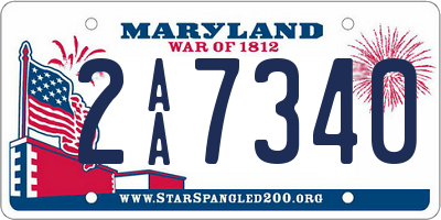 MD license plate 2AA7340