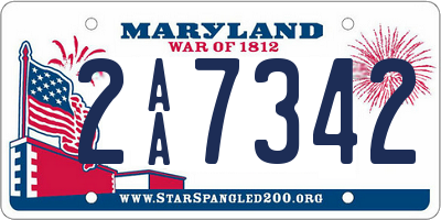 MD license plate 2AA7342