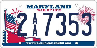 MD license plate 2AA7353