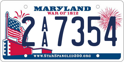 MD license plate 2AA7354