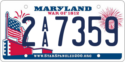 MD license plate 2AA7359