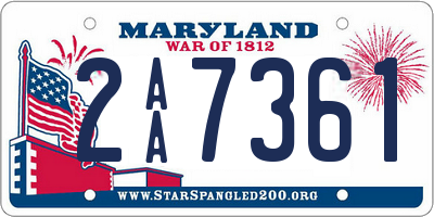 MD license plate 2AA7361