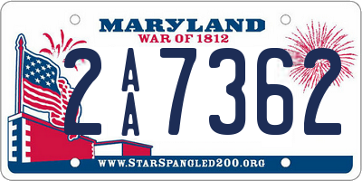 MD license plate 2AA7362