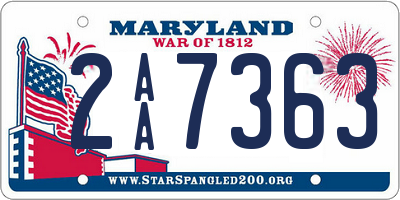 MD license plate 2AA7363