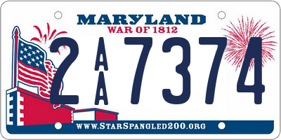 MD license plate 2AA7374