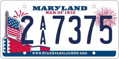 MD license plate 2AA7375