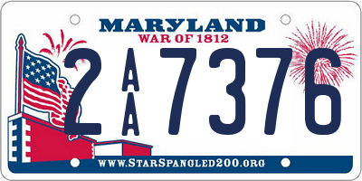 MD license plate 2AA7376