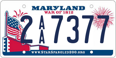 MD license plate 2AA7377