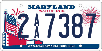 MD license plate 2AA7387