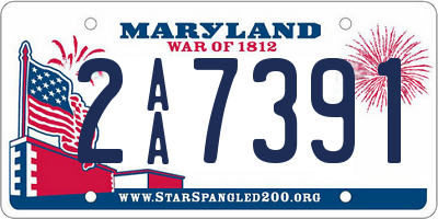 MD license plate 2AA7391