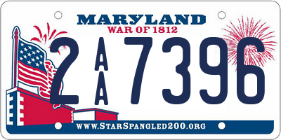 MD license plate 2AA7396