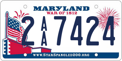 MD license plate 2AA7424