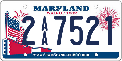 MD license plate 2AA7521