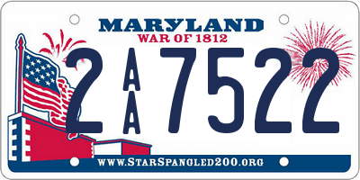 MD license plate 2AA7522