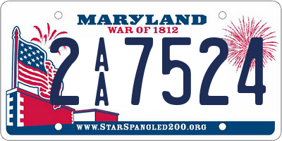 MD license plate 2AA7524