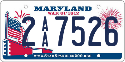 MD license plate 2AA7526