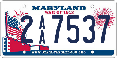 MD license plate 2AA7537