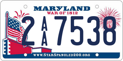 MD license plate 2AA7538