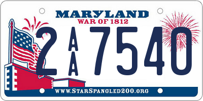 MD license plate 2AA7540