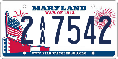 MD license plate 2AA7542