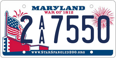 MD license plate 2AA7550